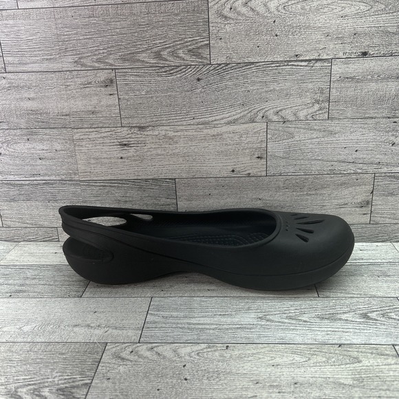 CROCS Thea Ballet Rubber Flats Black Slip On Slingback Womens Size 8 11701‎ - Picture 9 of 11